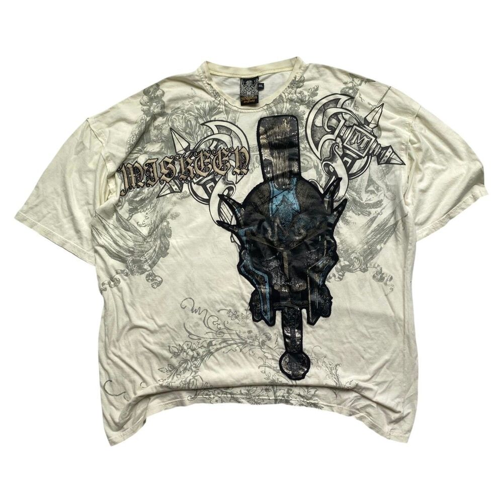 Miskeen Originals Affliction‎ type Shirt White Print Y2K Men's 4XL